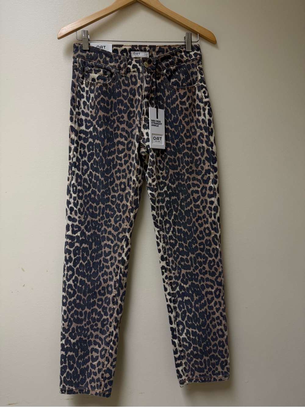 NWT; OAT New York leopard print ankle jeans🟤